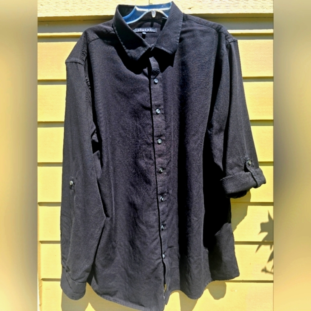 Men's XLT Black Convertible Sleeve Button Down Shirt